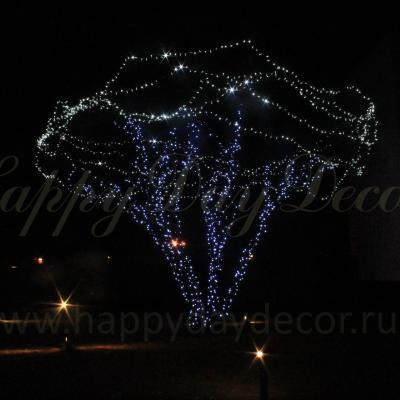 Подсветка деревьев в поселке 